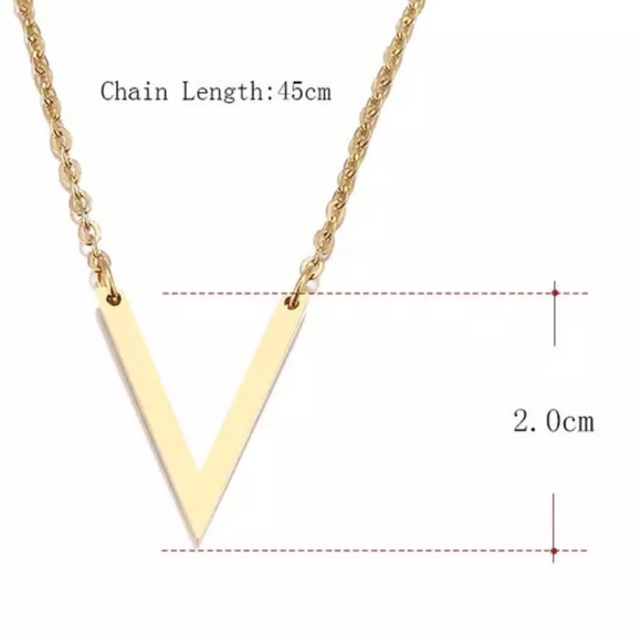Stainless Steel Necklace V Pendant Necklace - Picture 4 of 5